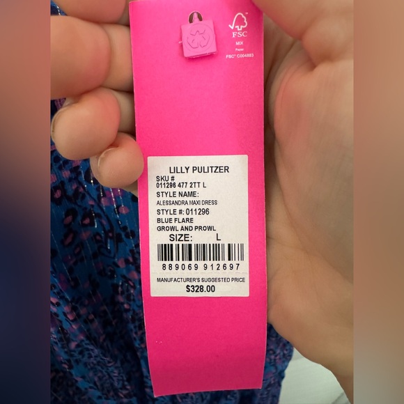 NWT Lilly Pulitzer Alessandra Halter Maxi Dress Growl And Prowl Size L - Picture 11 of 12